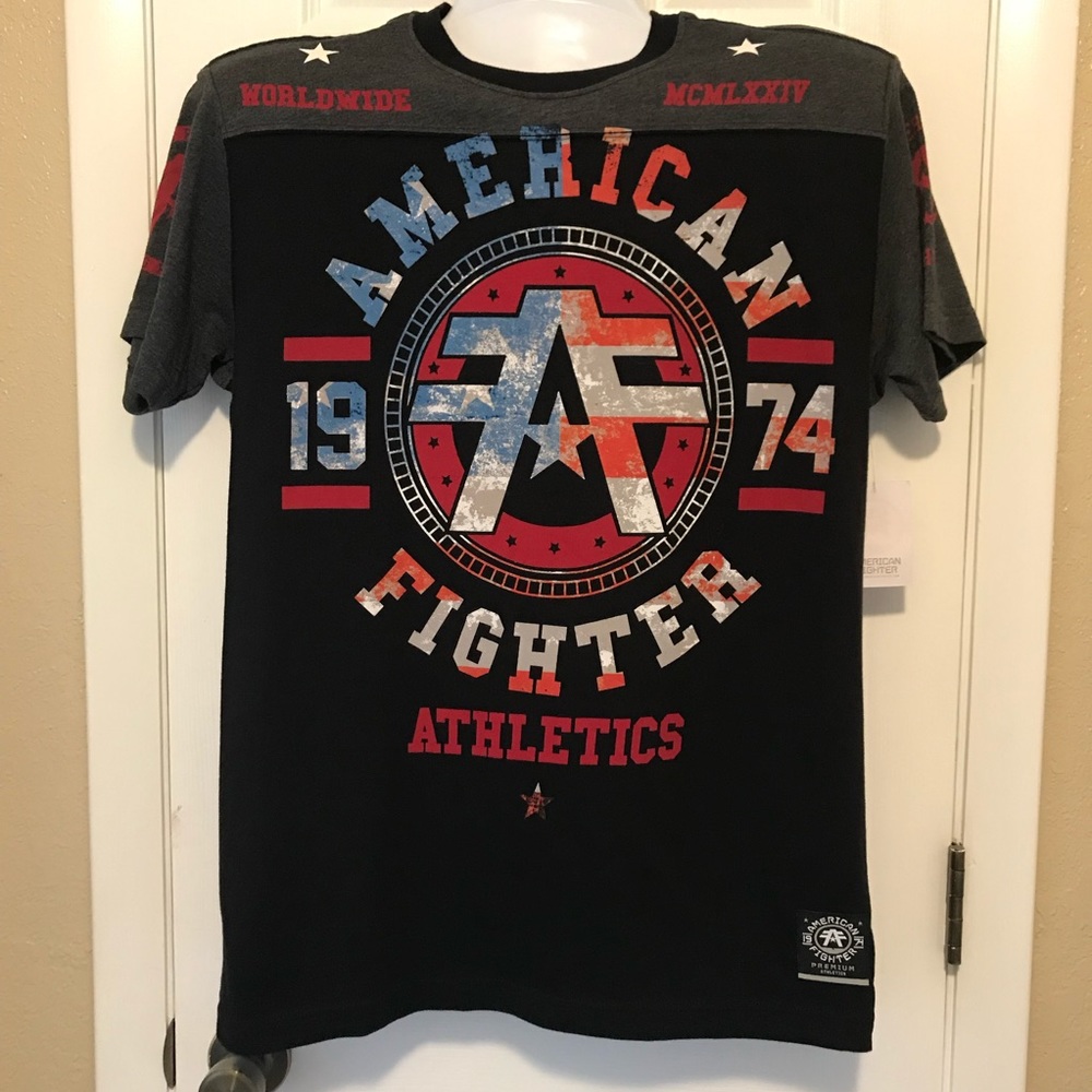 NWT American Fighter LG Men Shirt red white & blue